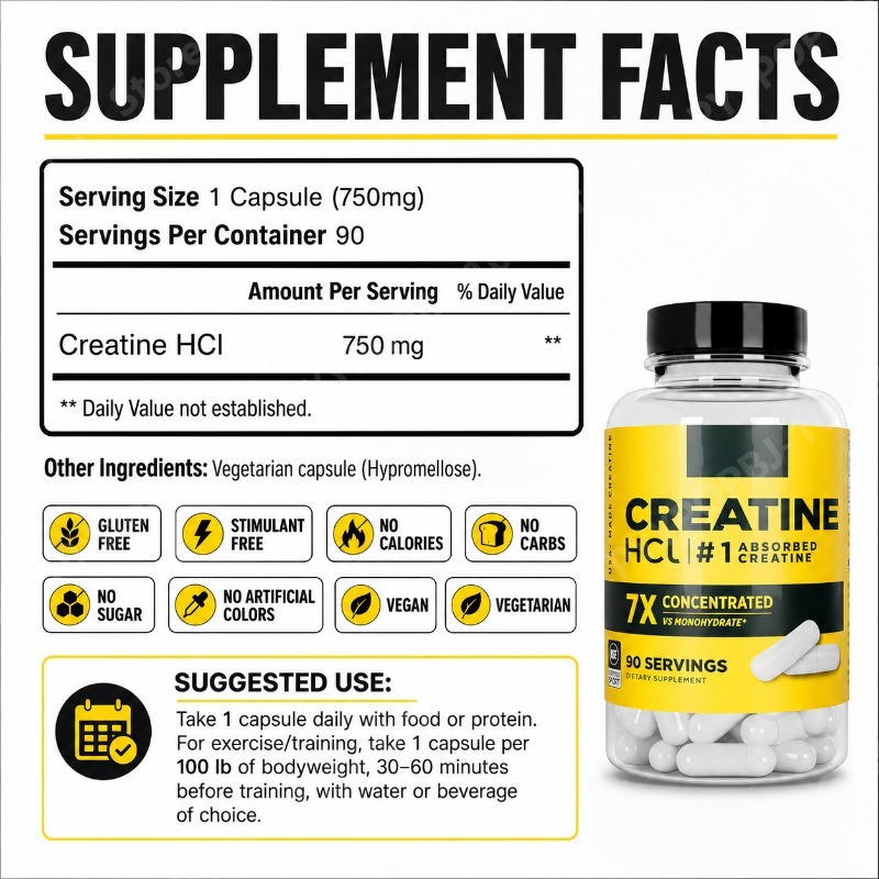 Creatine HCl 750mg 90 Capsules - Nutrition Of Fitness ulasan dan harga
