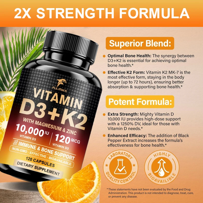 10000IU Vitamin D3 K2 Suppleme - Nutrition Zinc ulasan dan harga